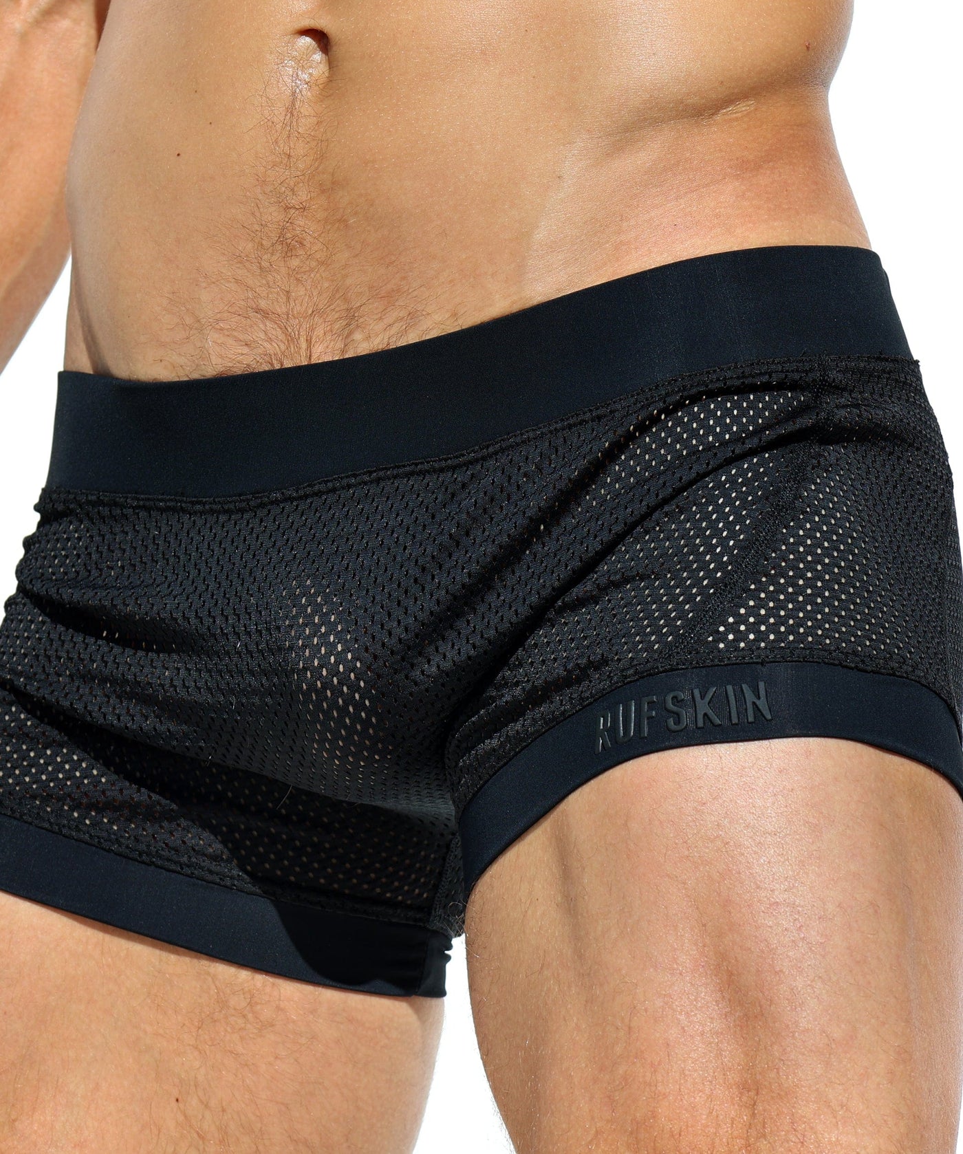 RUFSKIN® HAYDEN BLACK Perforated Stretch-Nylon Jockstrap Underwear