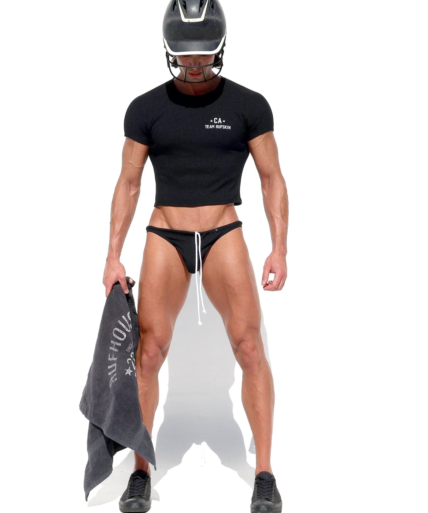 Rufskin Men black navy trim Arfan cheeky back mesh low rise underwear size  M