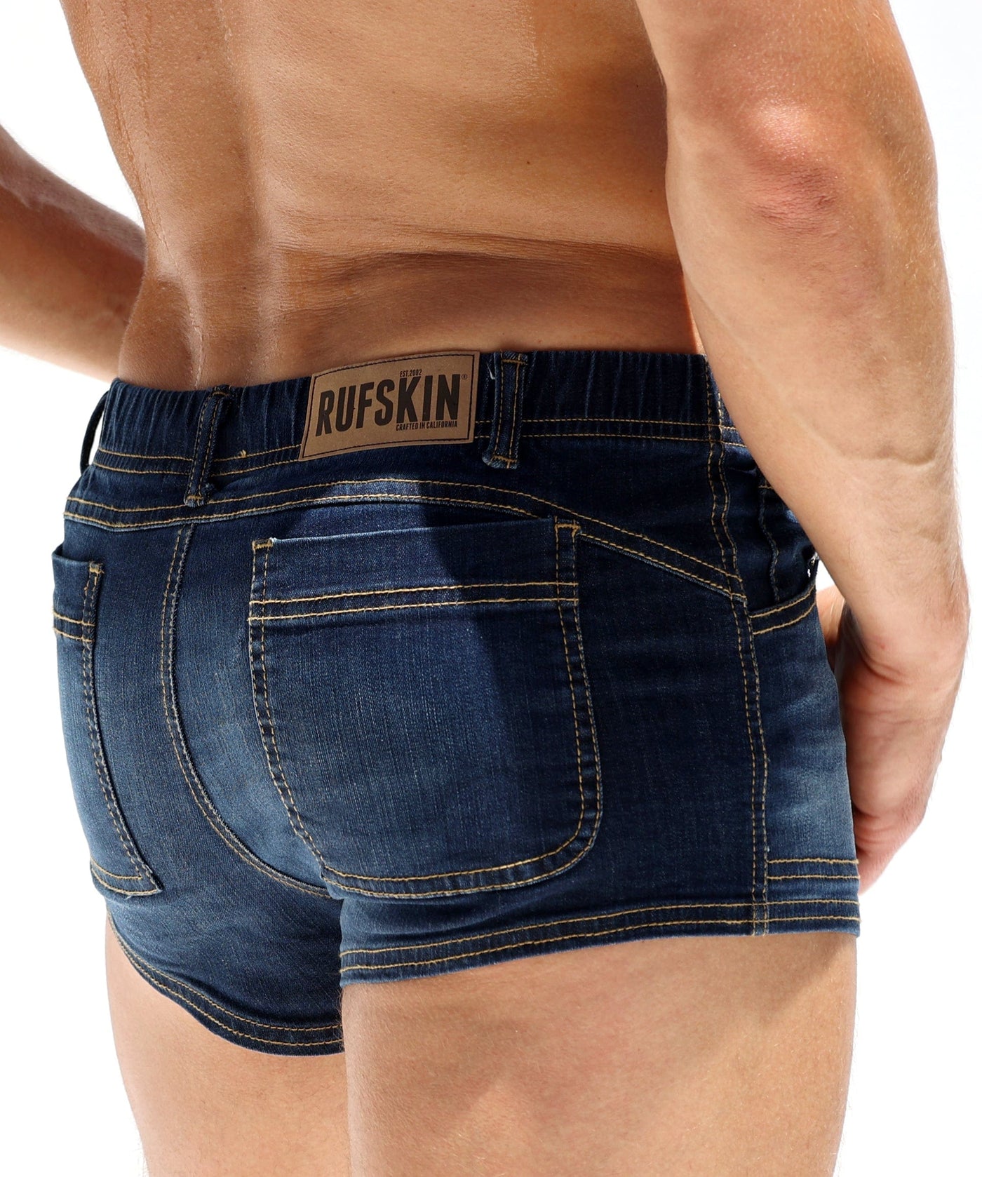 RUFSKIN® PAZ DARK DISTRESSED Stretch Cotton Denim Short