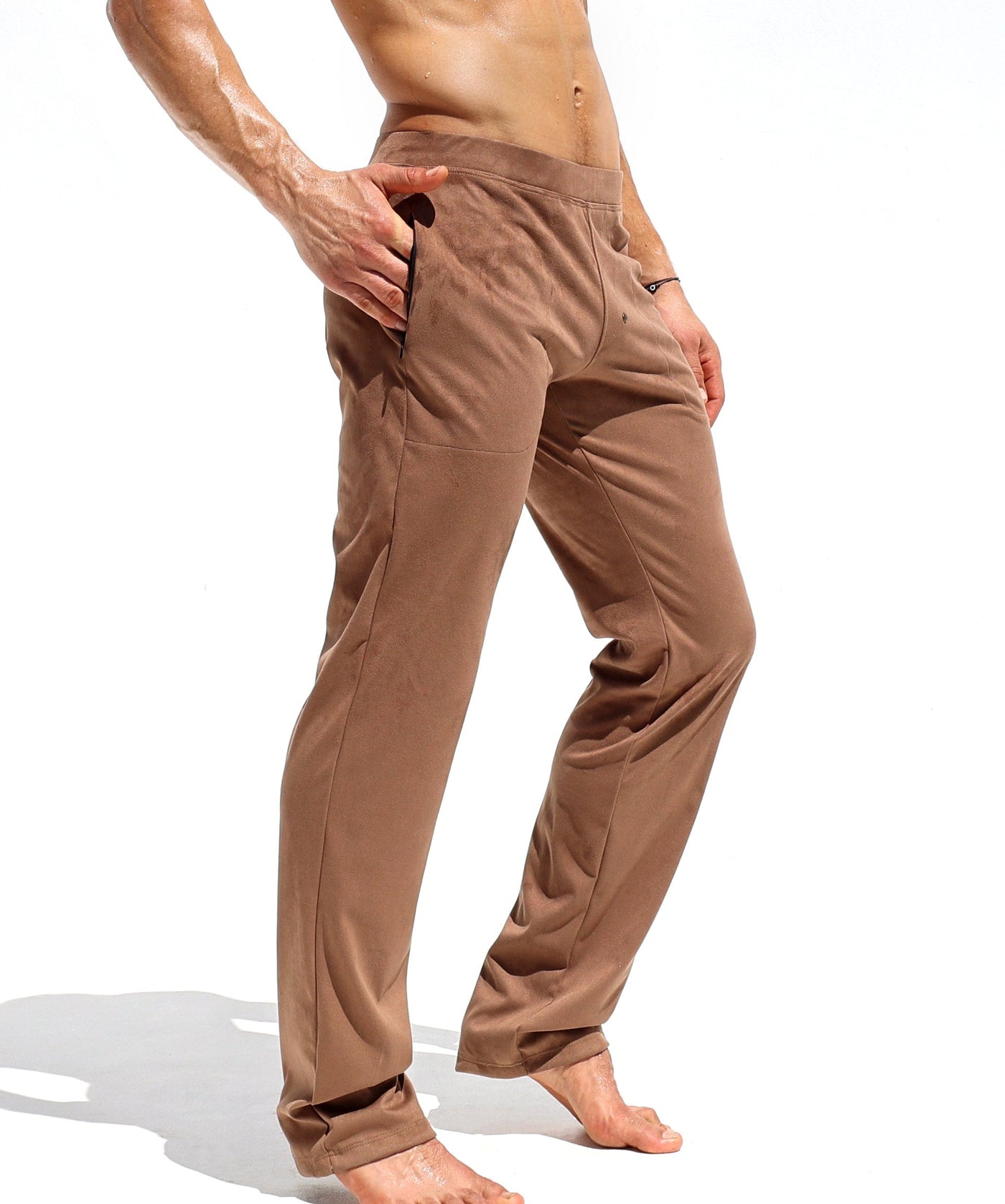 RUFSKIN® STEPHAN BARK Stretch Suede Fitted Sport-Lounge Pants